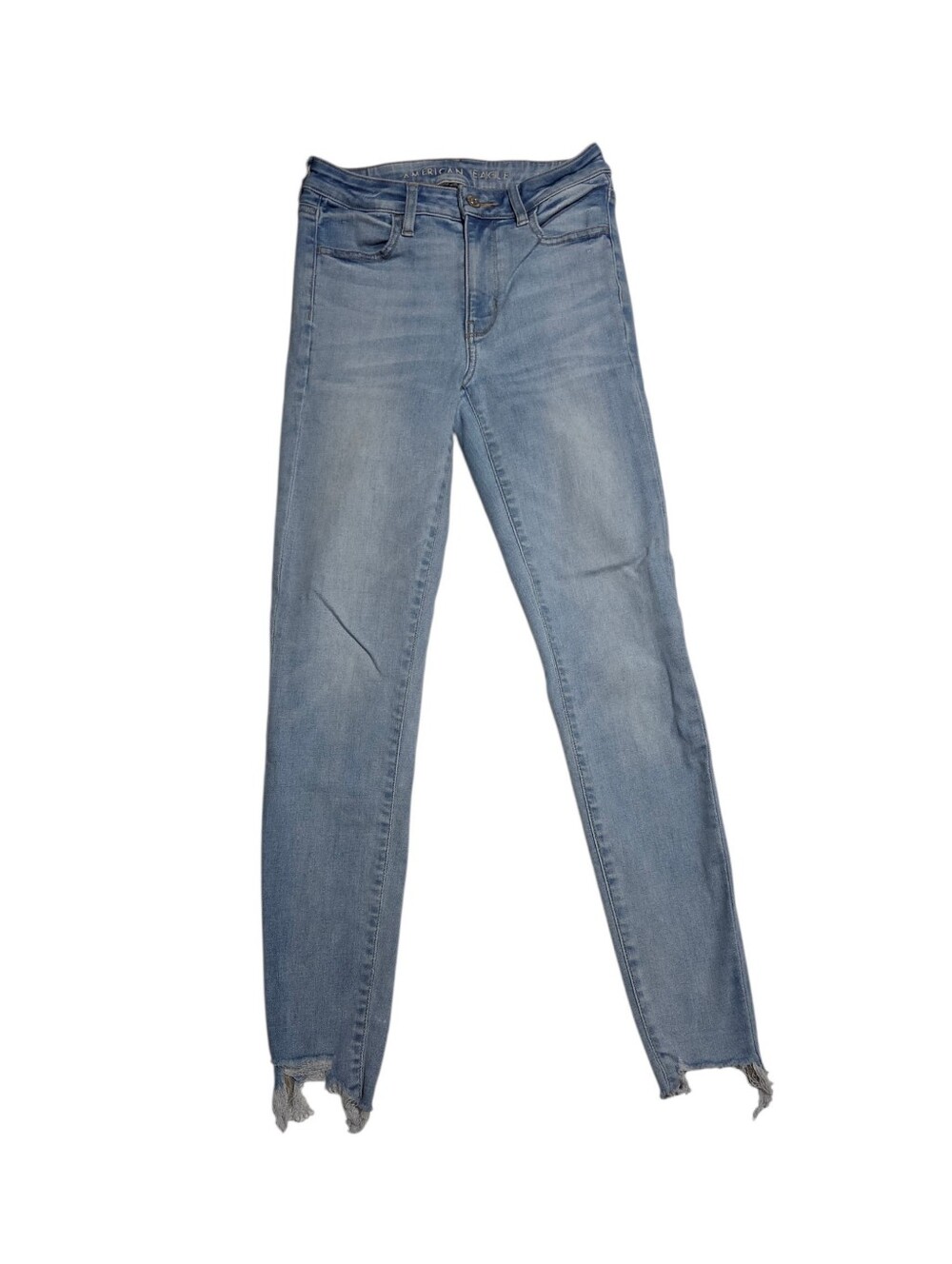 American Eagle Outfitters Light Wash Super Hi-Rise Jegging Step Hem Jeans 2R